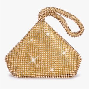 Gold Crystal Rhinestone Clutch